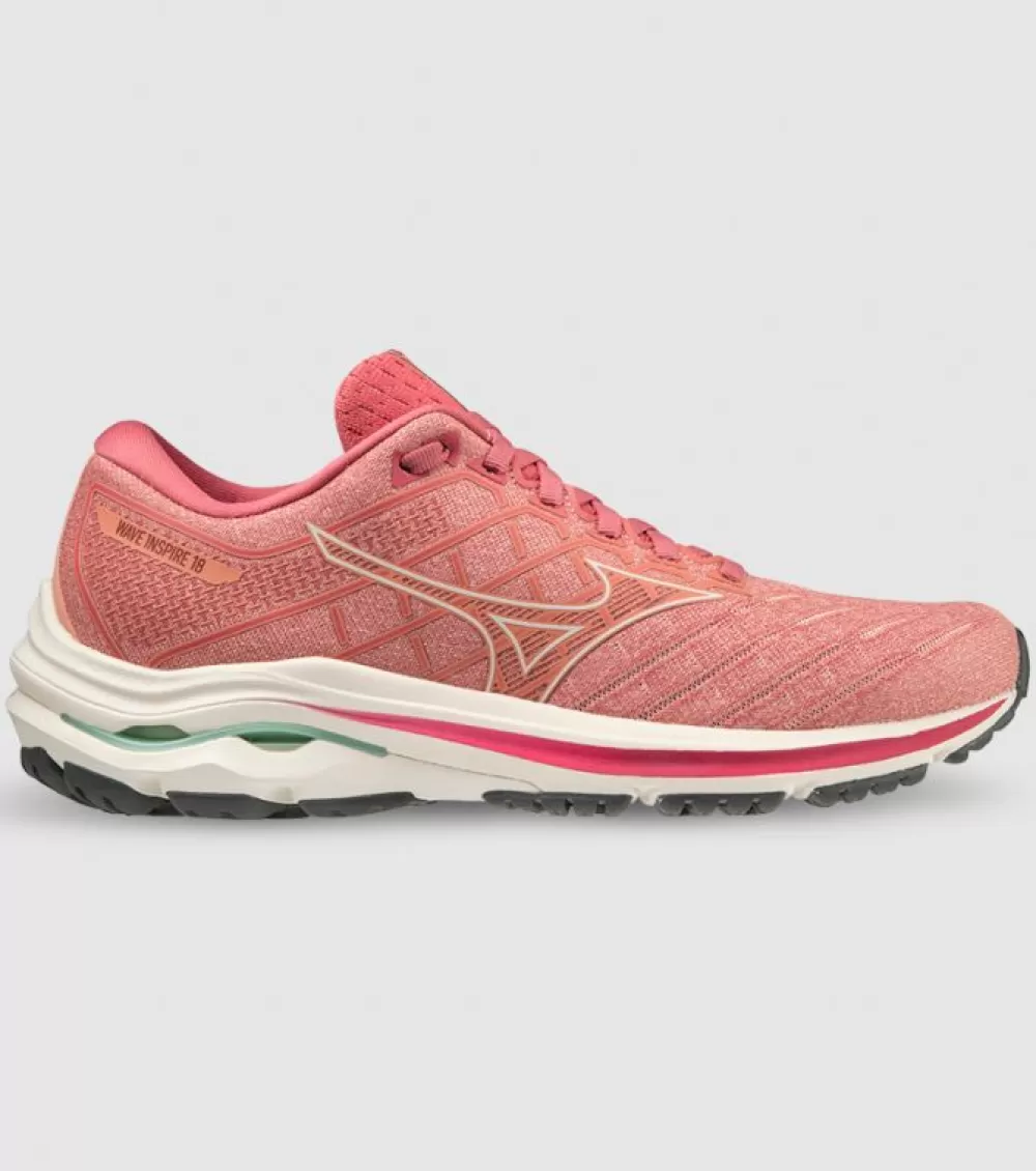 Outlet Mizuno Wave Inspire 18 Womens Rosette Snow White Garnet Rose