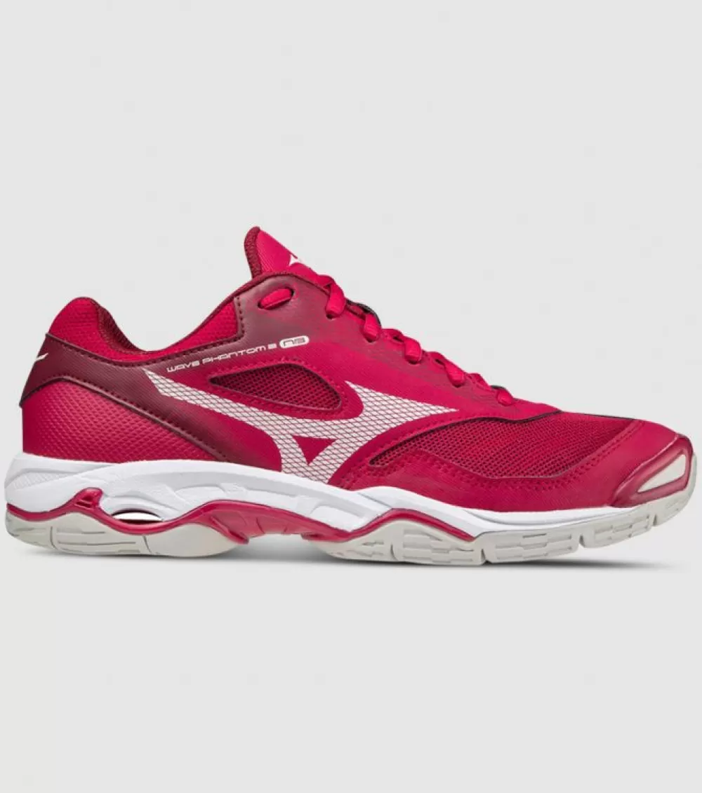 Clearance Mizuno Wave Phantom 2 Netball Womens Netball Shoes Biking Red Persian Red White