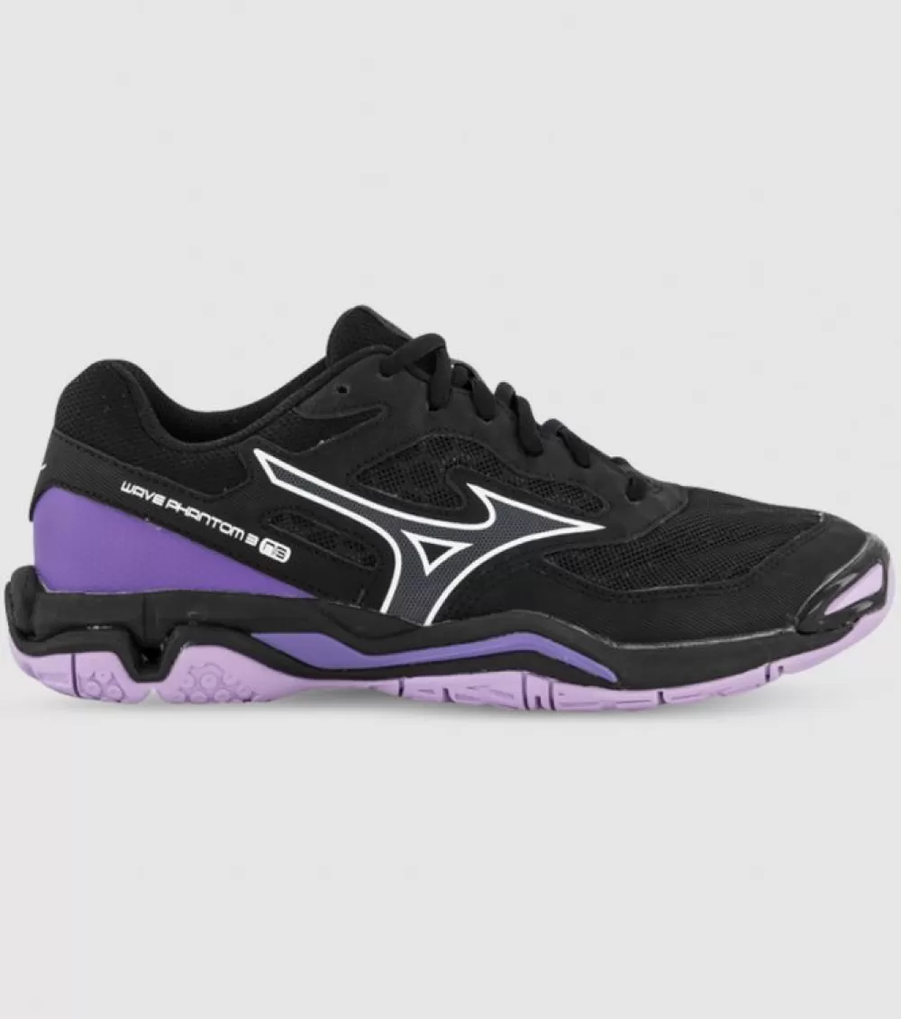 Store Mizuno Wave Phantom 3 Netball Womens Netball Shoes Black White Lupine