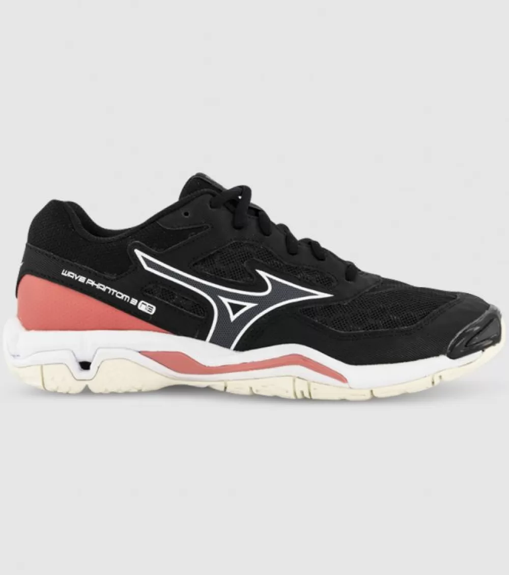 Best Mizuno Wave Phantom 3 Netball Womens Netball Shoes Black Ebony Sun Kissed Coral