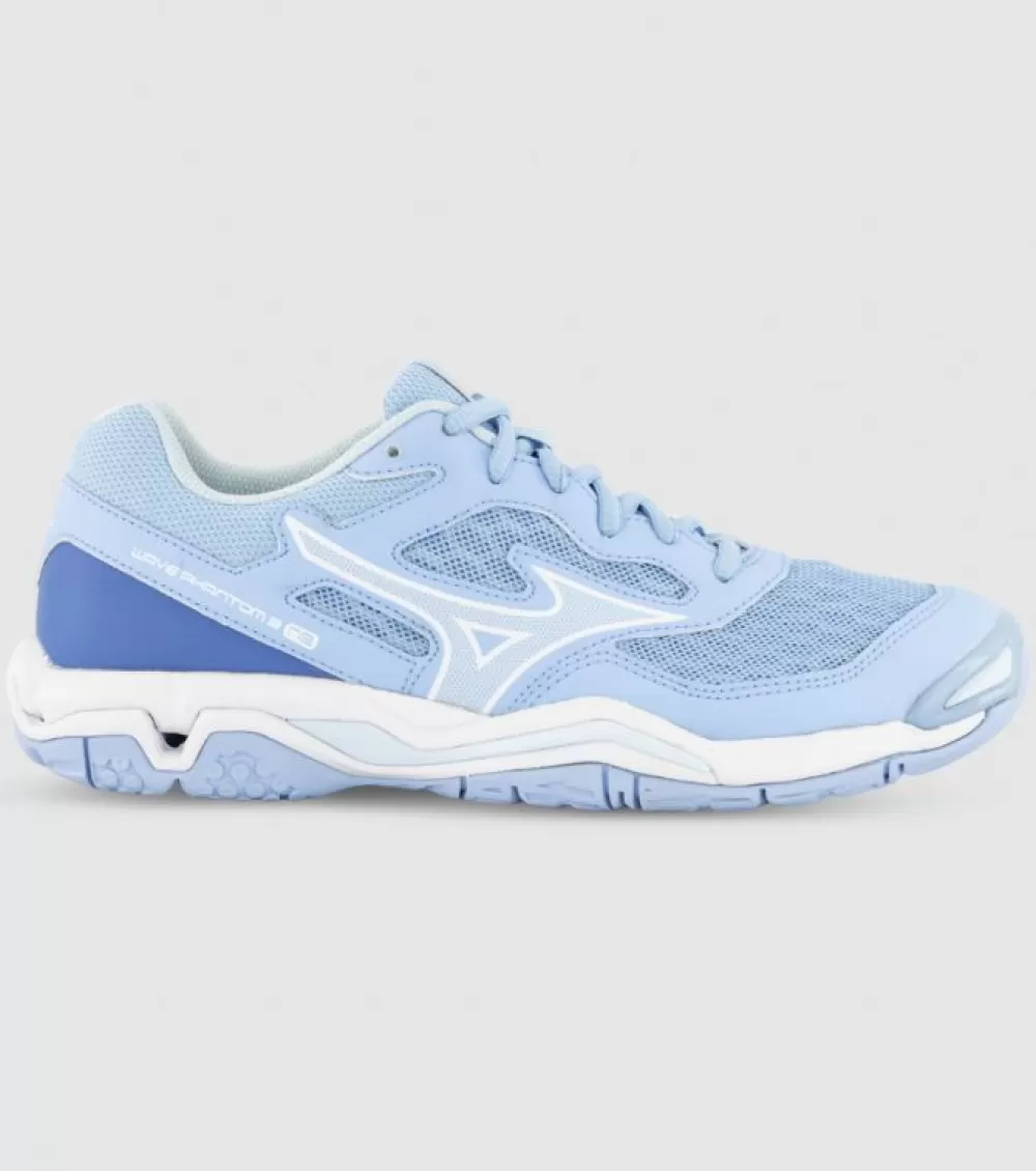 New Mizuno Wave Phantom 3 Netball Womens Netball Shoes Dutch Cana White Blue Jasper