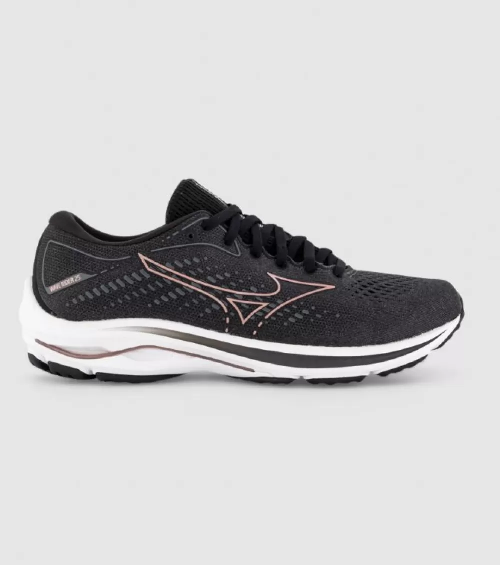 Hot Mizuno Wave Rider 25 Womens Black Rose Copper Ebony