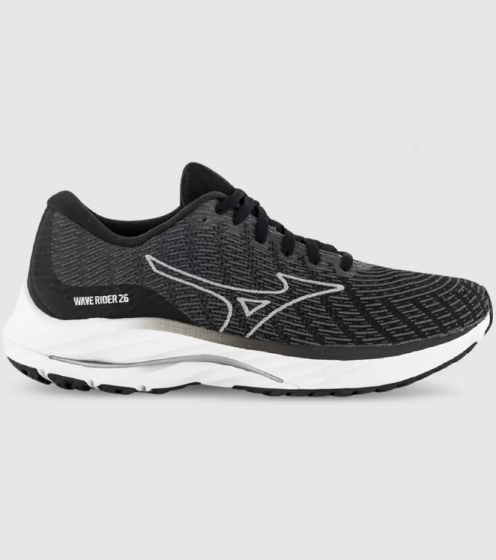 Best Mizuno Wave Rider 26 (D Wide) Womens Black White Dark Shadow