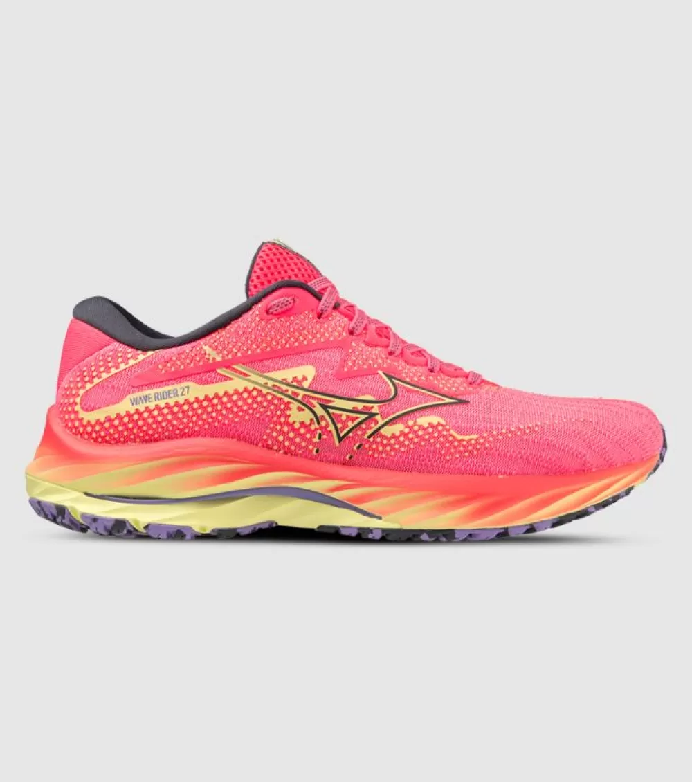 Fashion Mizuno Wave Rider 27 Womens High Vis Pink Ombre Blue Luminous