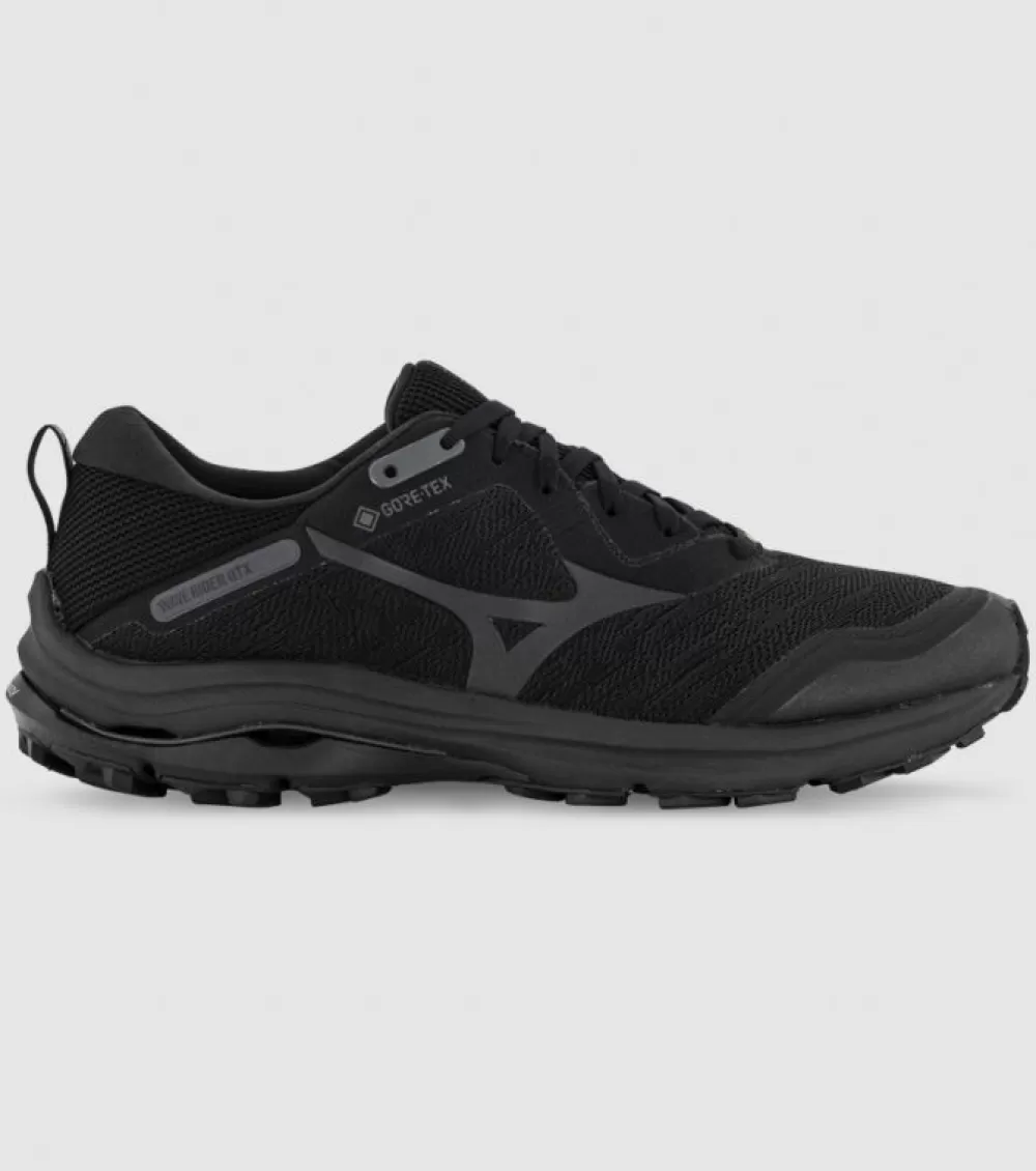 Fashion Mizuno Wave Rider Gore-Tex Mens Black Ebony Black