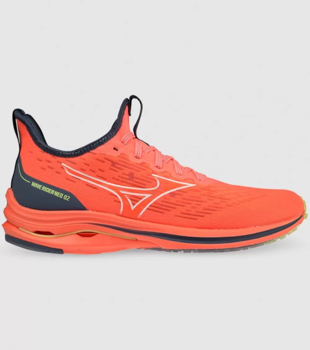 Shop Mizuno Wave Rider Neo 2 Womens Neon Flame White Indigo