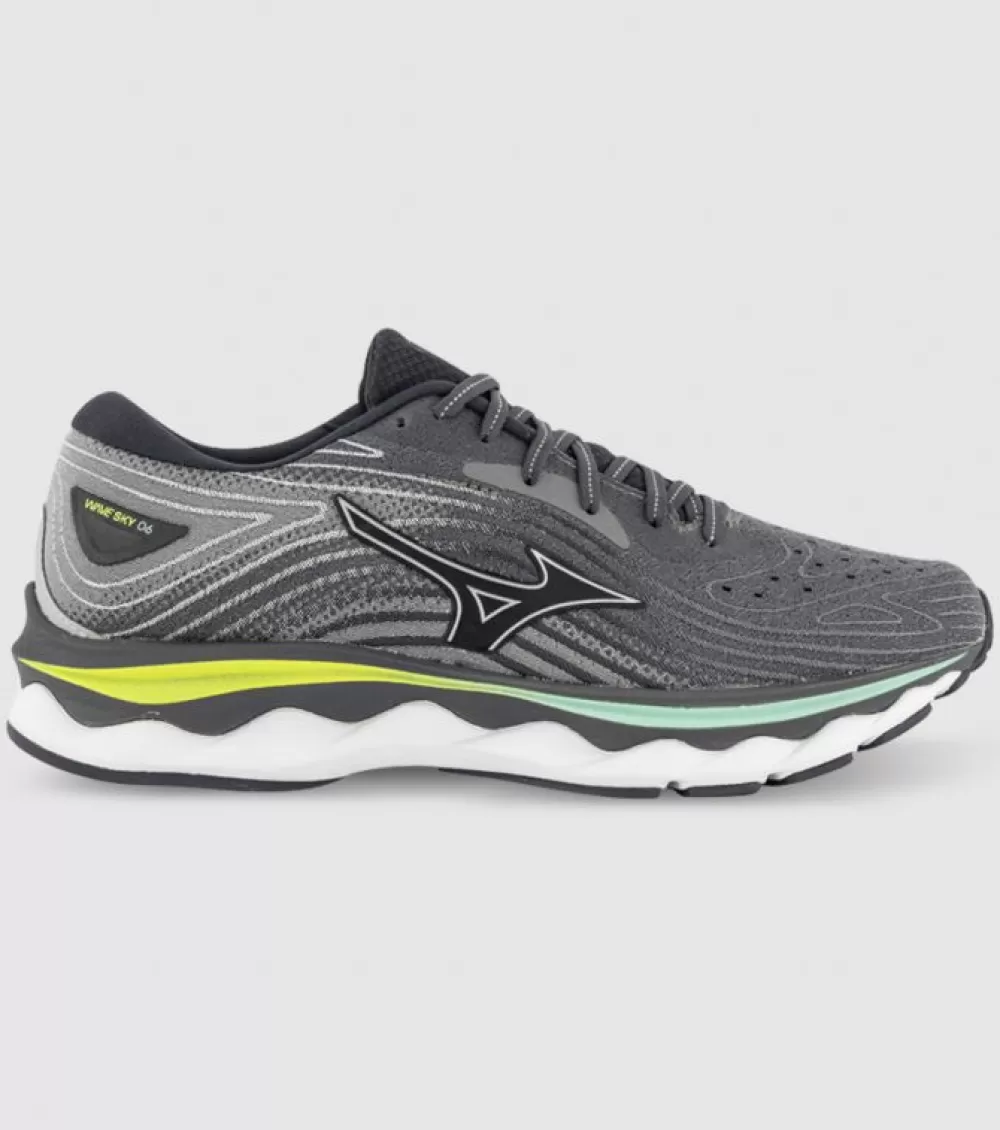 New Mizuno Wave Sky 6 (2E Wide) Mens Quiet Shade Silver Neo Lime