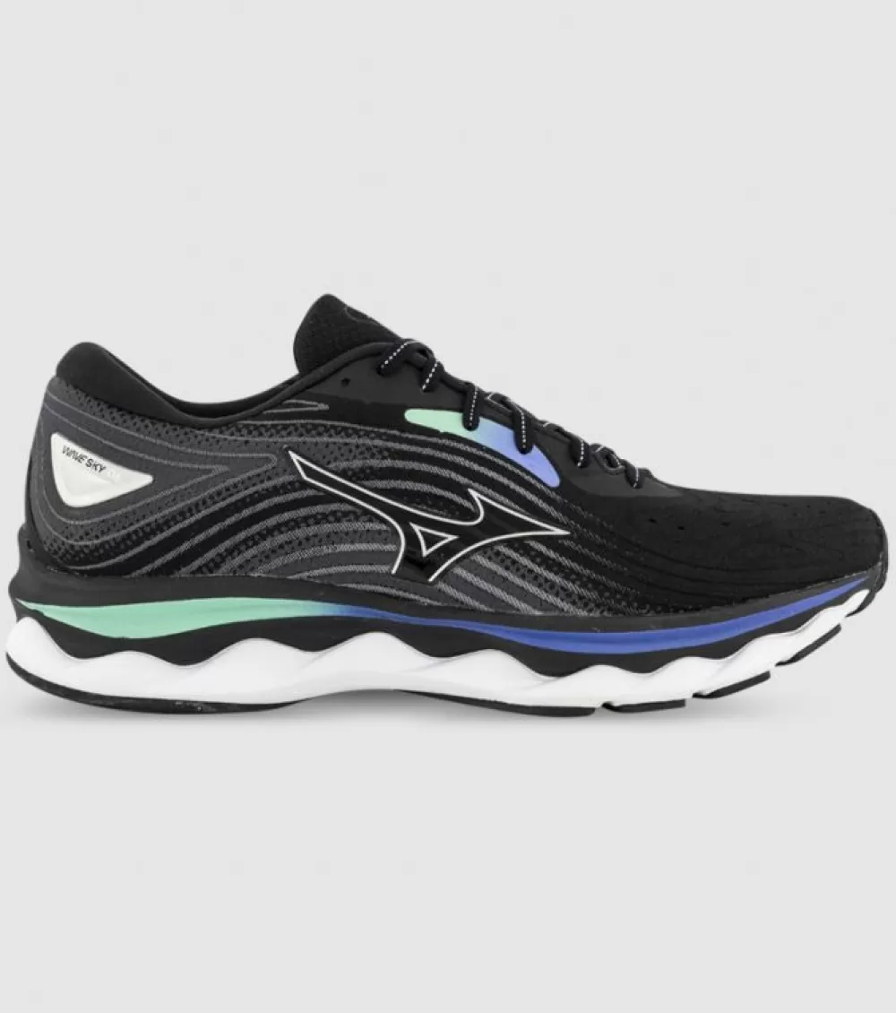 Online Mizuno Wave Sky 6 Mens Black Silver Biscay Green