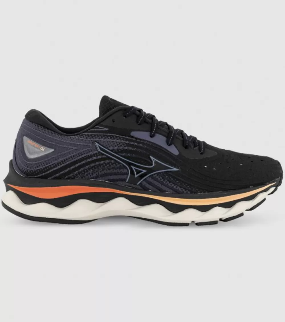 Cheap Mizuno Wave Sky 6 Womens Black Quicksilver Hot Coral