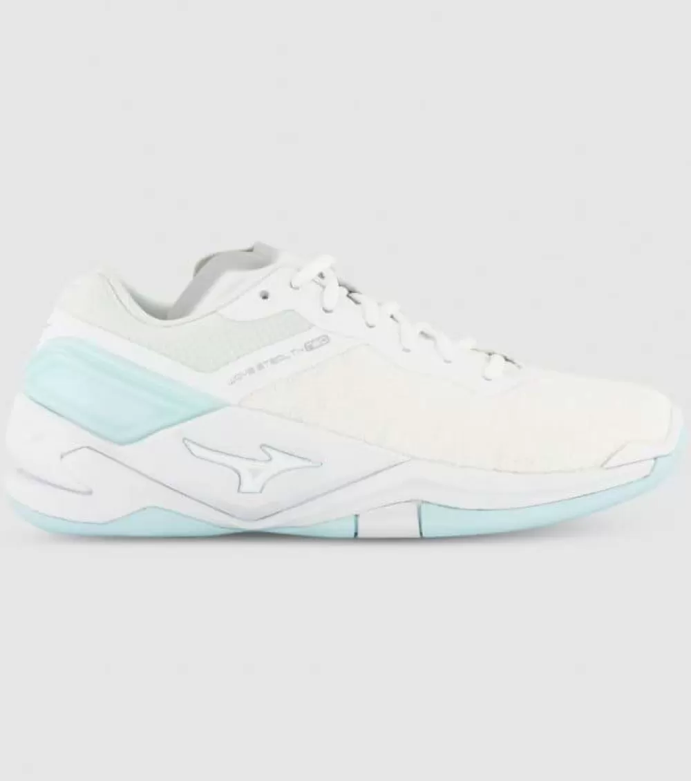 Online Mizuno Wave Stealth Neo Netball Womens Netball Shoes White White Tanager Turquoise