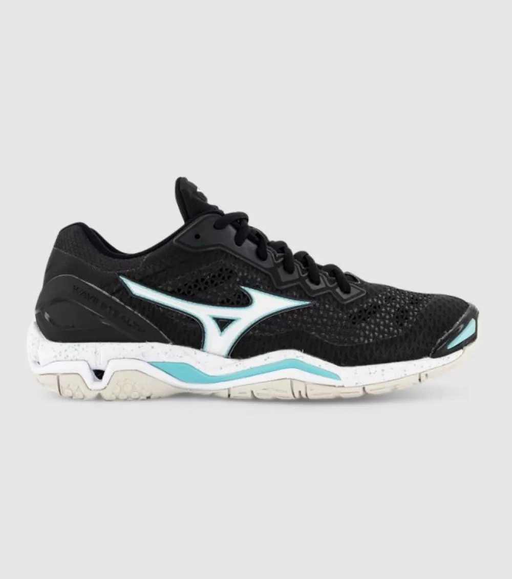 Online Mizuno Wave Stealth V Netball Womens Netball Shoes Black White Angel Blue