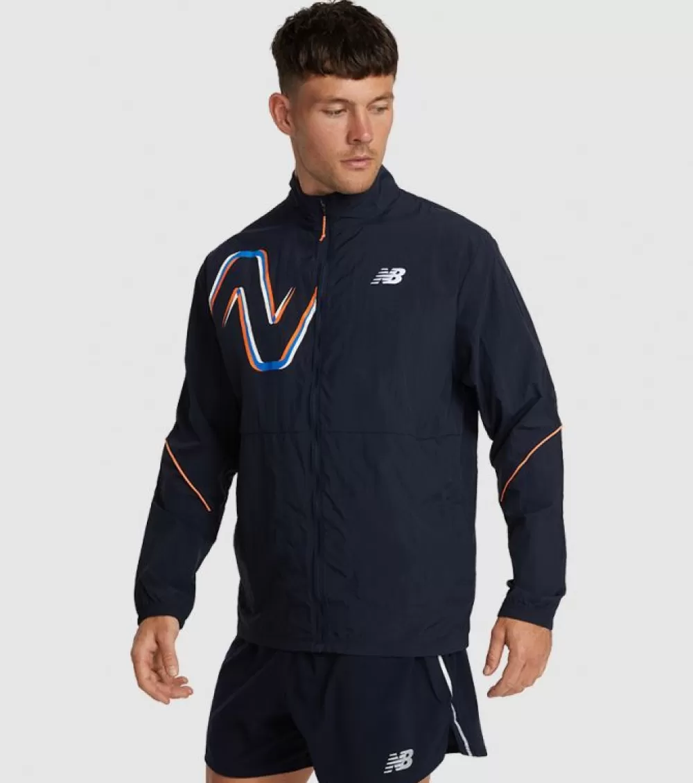 Sale New Balance Graphic Impact Run Jacket Mens Eclipse