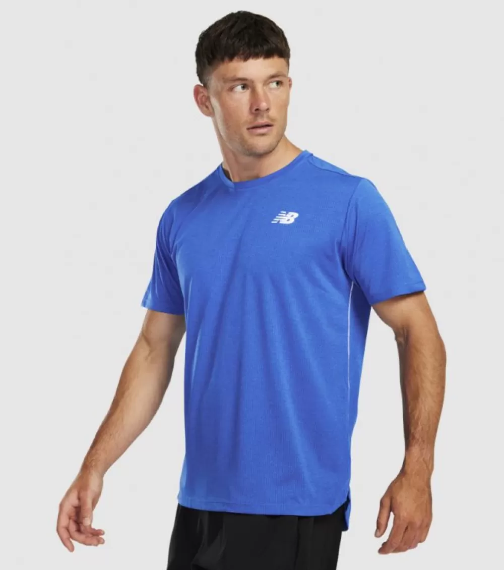 Hot New Balance Impact Run Ss Tee Mens Cobalt Heather