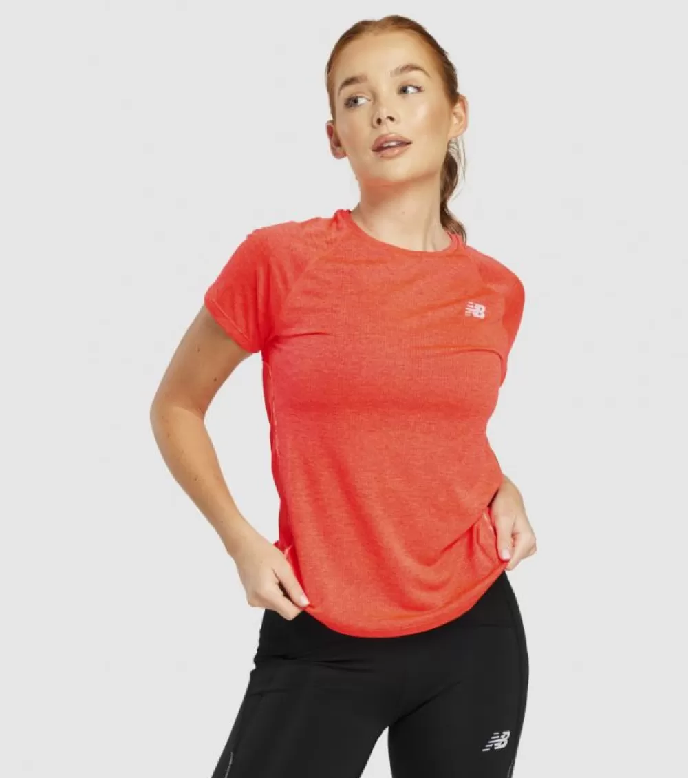 Cheap New Balance Impact Run Ss Tee Womens Electric Red Heather