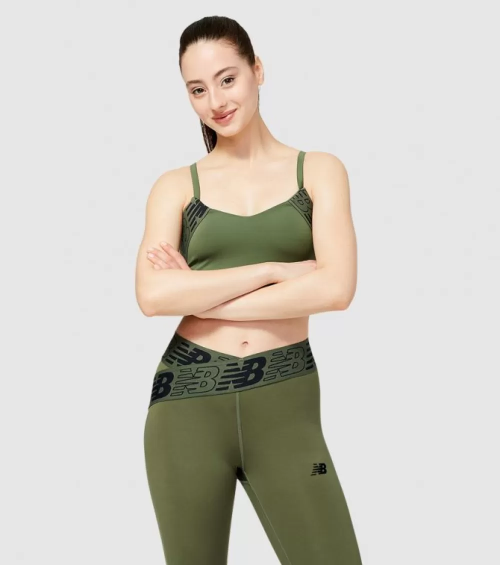 Sale New Balance Relentless Crop Bra Womens Deep Olive