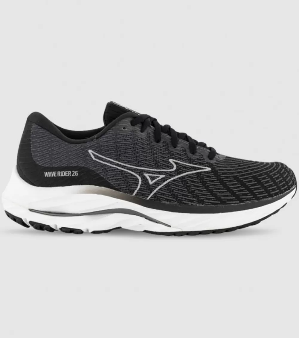 Discount Mizuno New Balance Wave Rider 26 (2E Wide) Mens Black White Dark Shadow