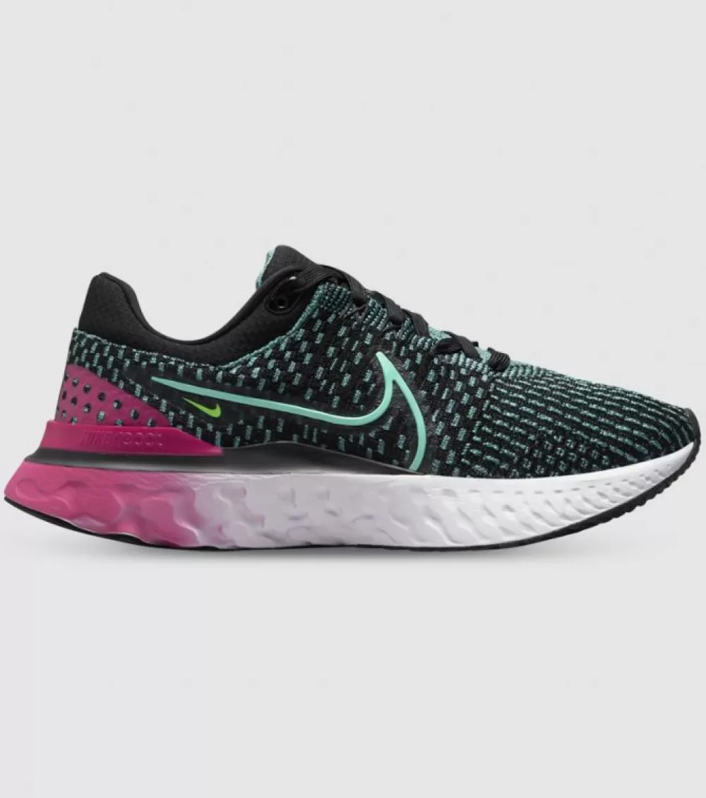 Hot Nike React Infinity Run Flyknit 3 Womens Black Dynamic Turquoise Pink Prime