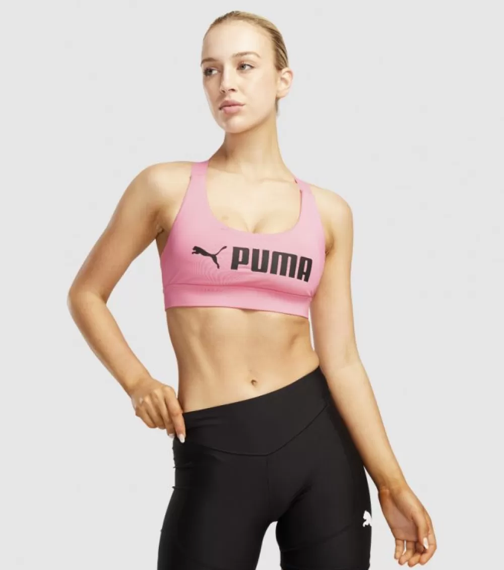 Best Sale Puma Mid Impact Fit Bra Womens Sunset Pink