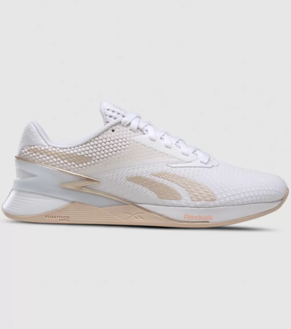 Best Sale Reebok Nano X3 Womens Cloud White Soft Ecru Aura Orange