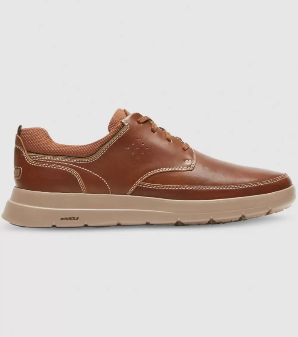 Hot Rockport Truflex Cayden Plain Toe Mens Catechu Wood