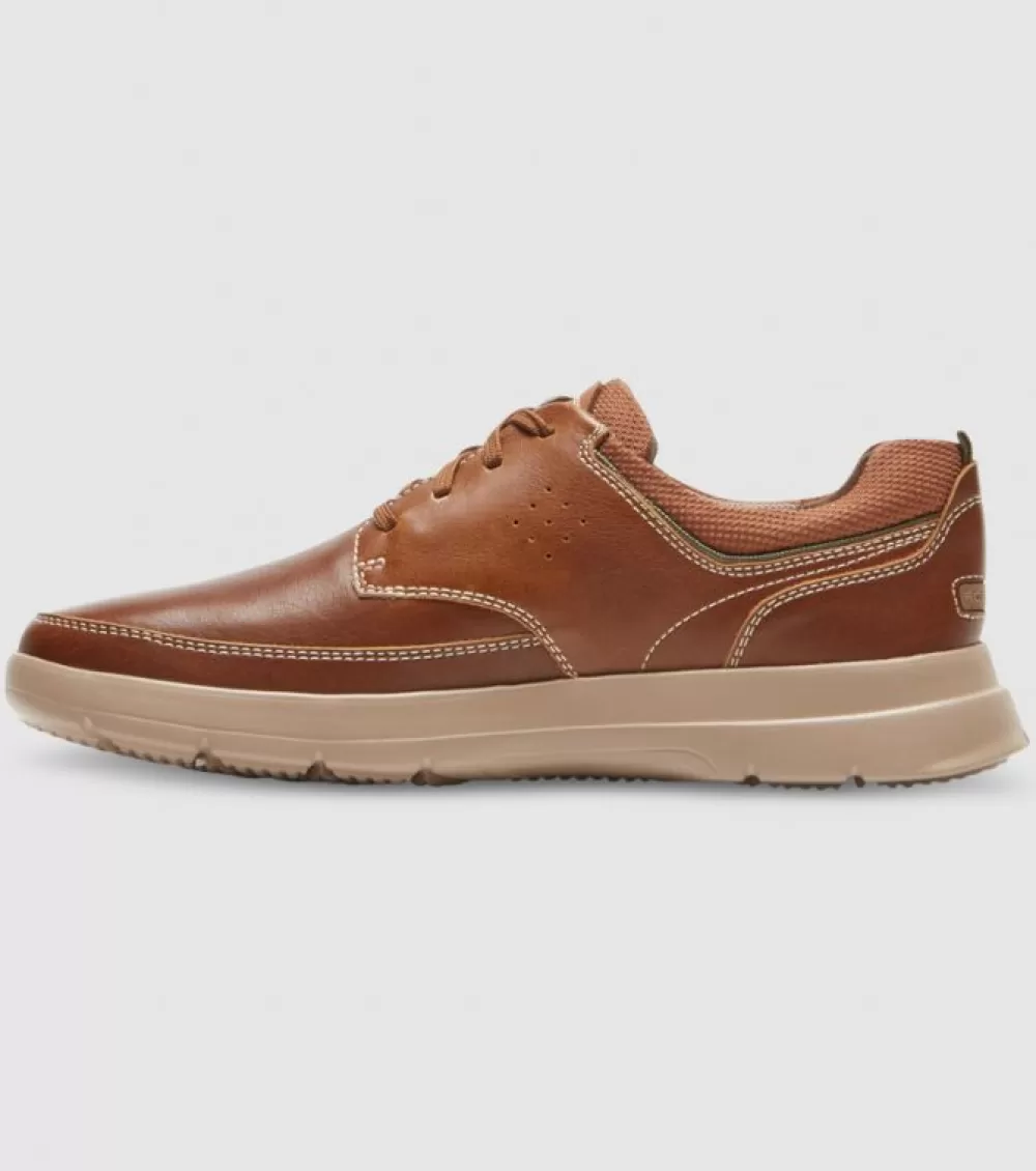 Hot Rockport Truflex Cayden Plain Toe Mens Catechu Wood