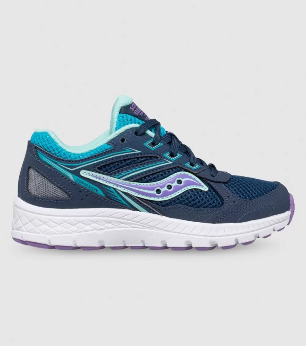 New Saucony Cohesion 14 (Gs) Kids Navy Turquoise Purple