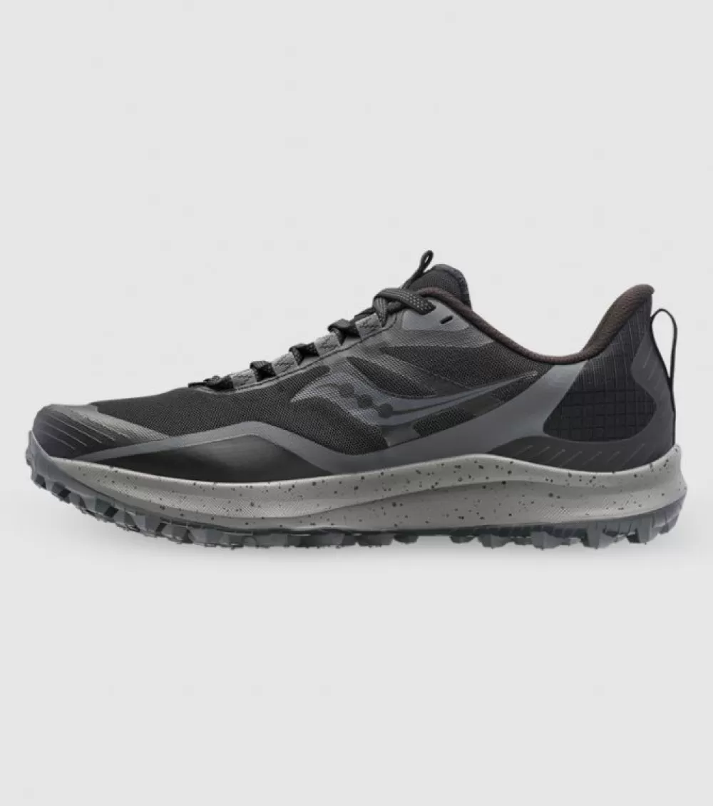 Sale Saucony Peregrine 12 (2E Wide) Mens Black Charcoal