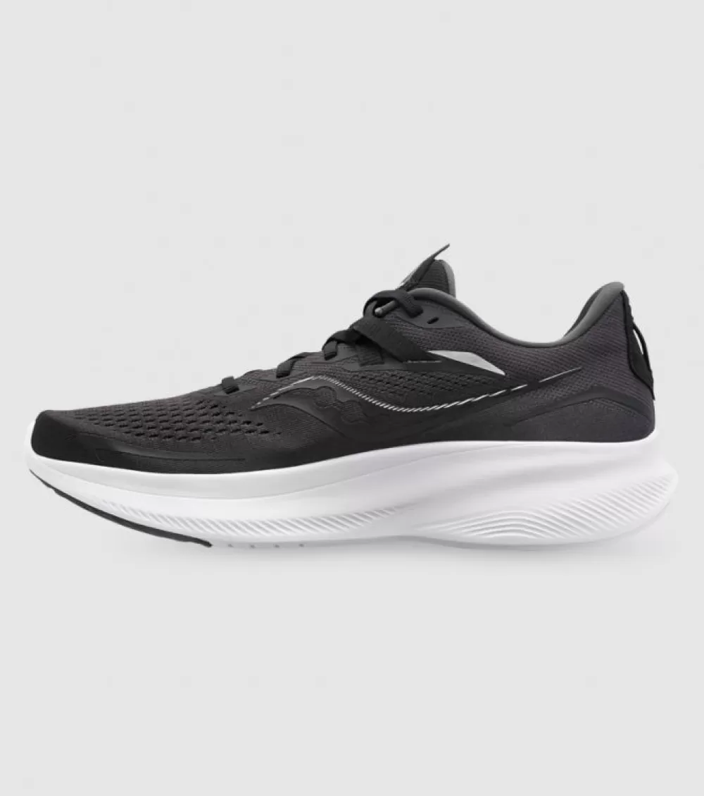 Shop Saucony Ride 15 (2E Wide) Mens Black White