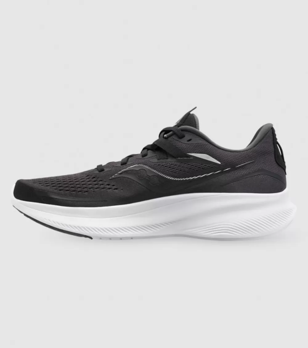 Sale Saucony Ride 15 (D Wide) Womens Black White