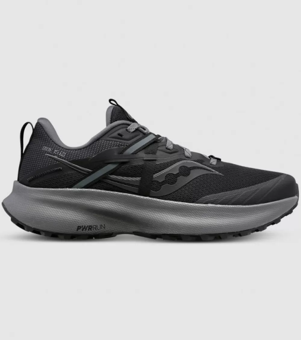 Cheap Saucony Ride 15 Mens Black Charcoal