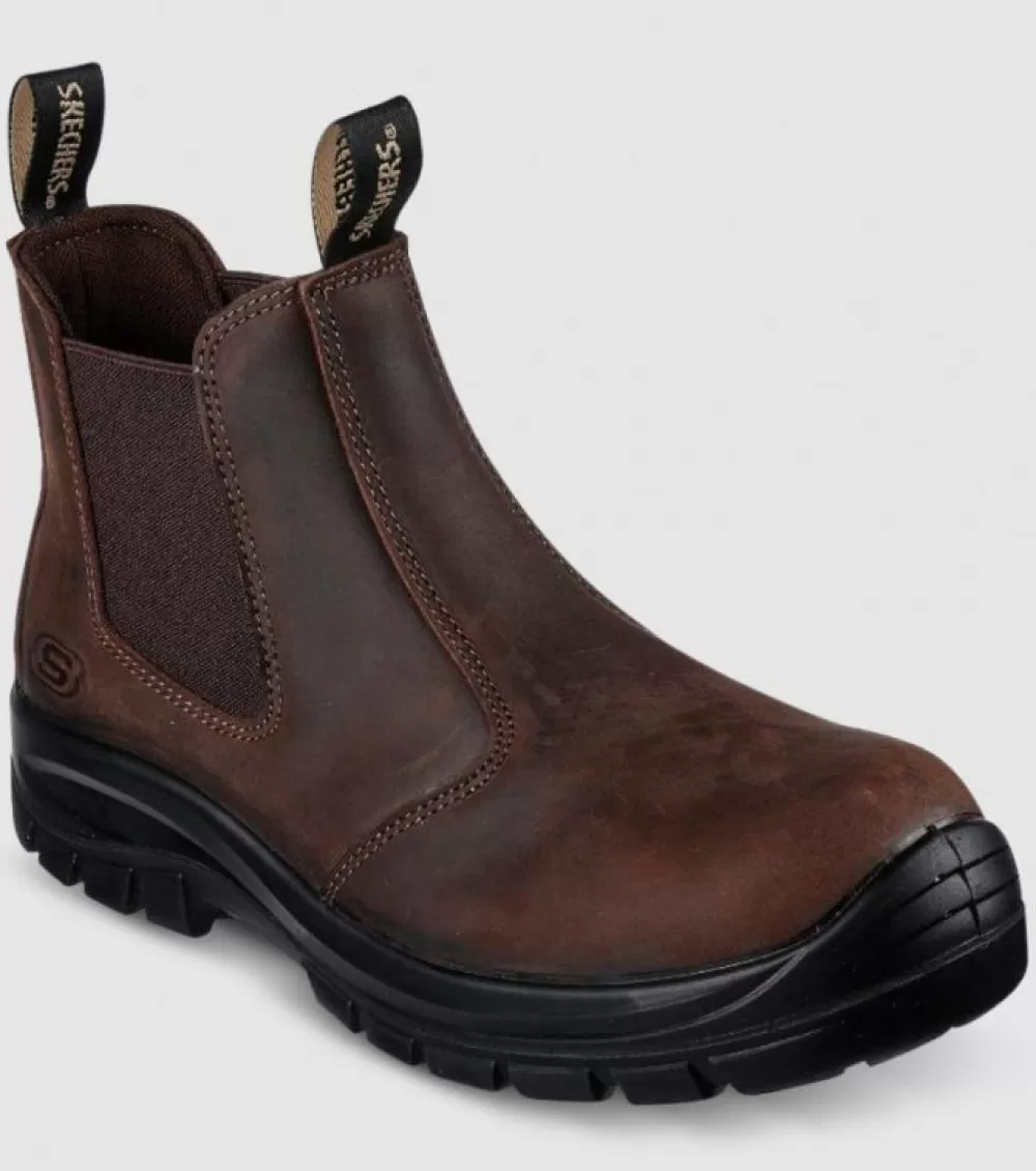 Best Sale Skechers Skx Work Chelsea Boot Mens Dark Brown