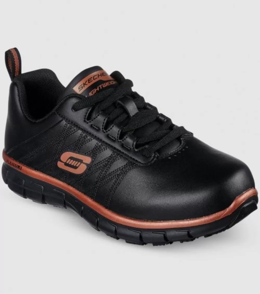 Best Skechers Sure Track Erath Womens Black Rose Gold