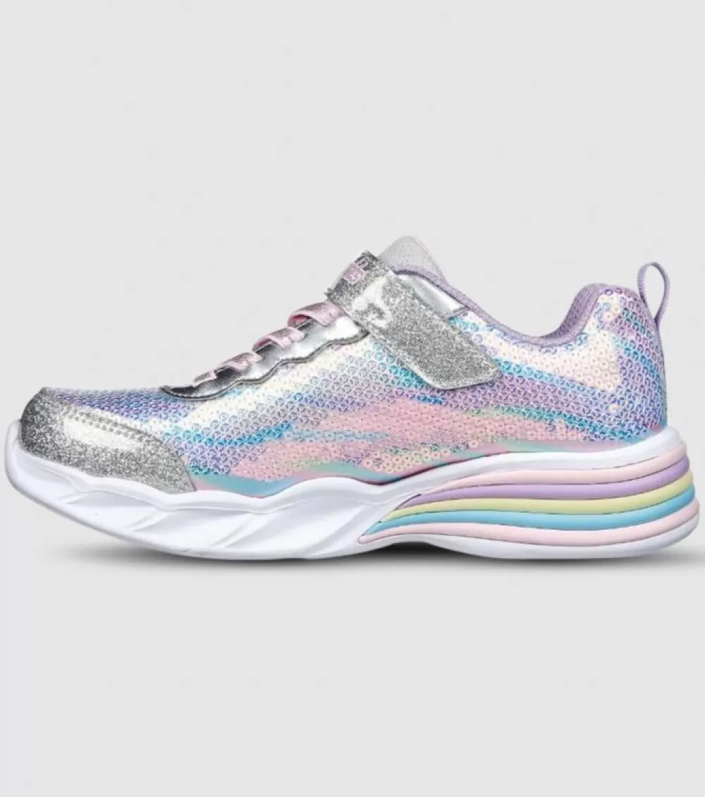 Discount Skechers Sweetheart Lights Lets Shine (Ps) Kids Silver Multi