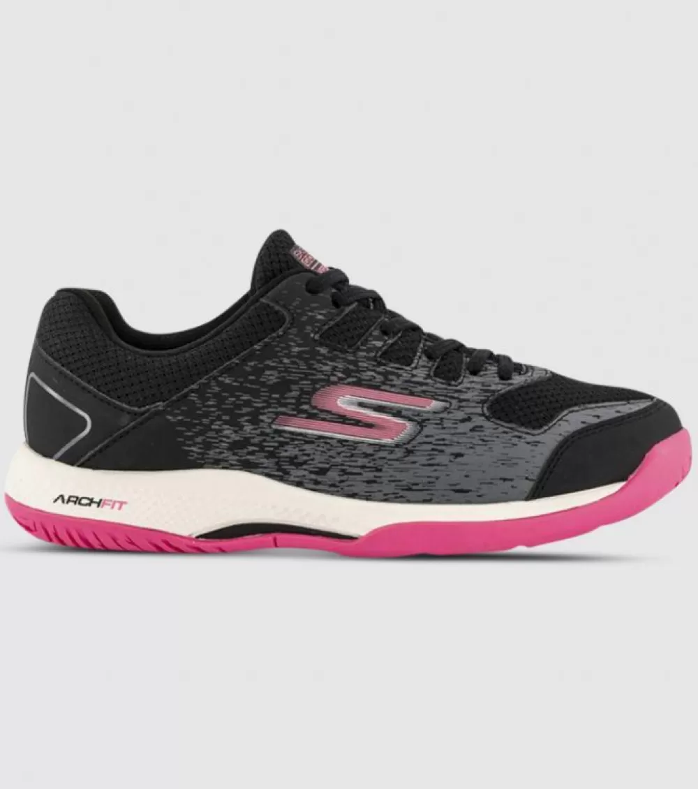 Cheap Skechers Viper Court Womens Netball Shoes Black Pink