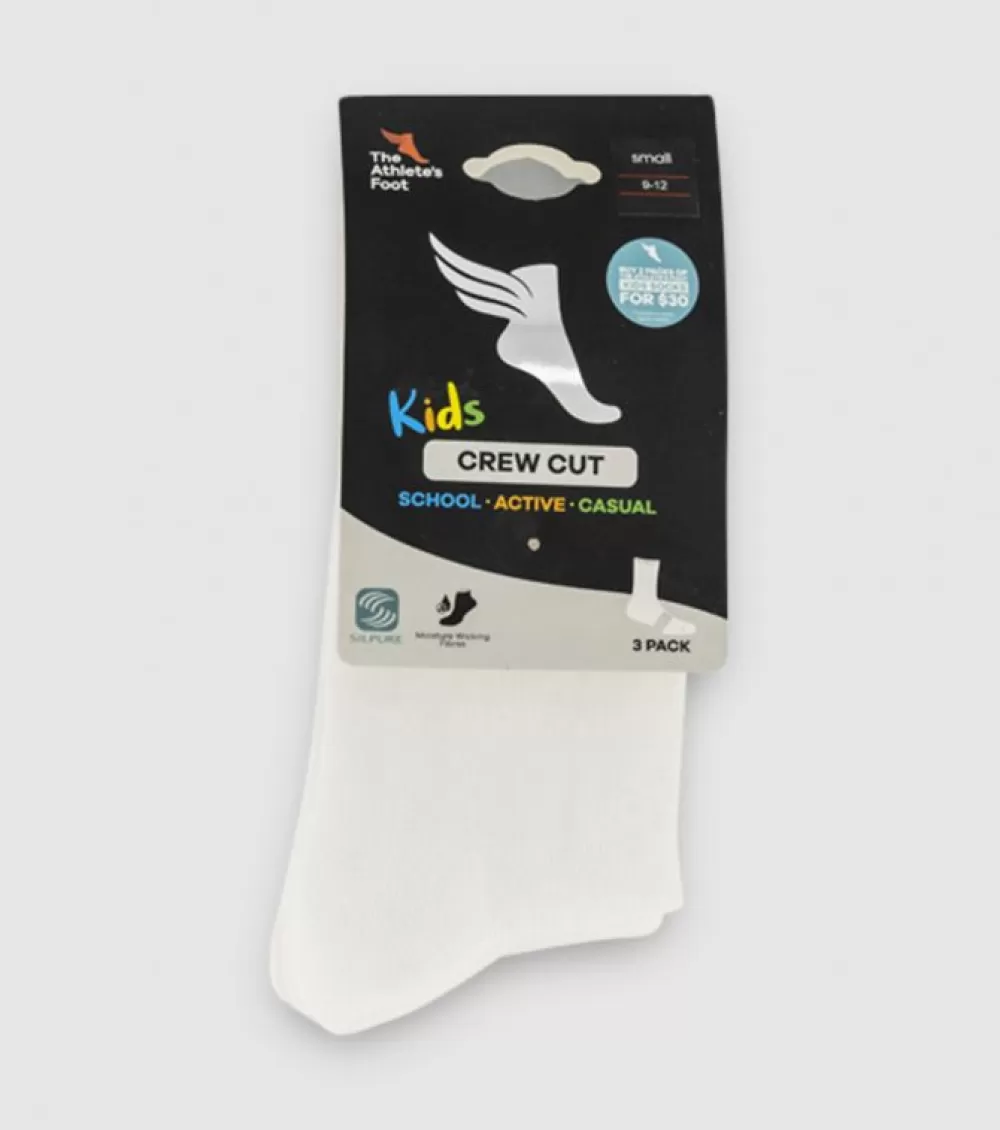 Flash Sale TAF Brand The Athletes Foot Crew Cut Socks 3Pack Kids White